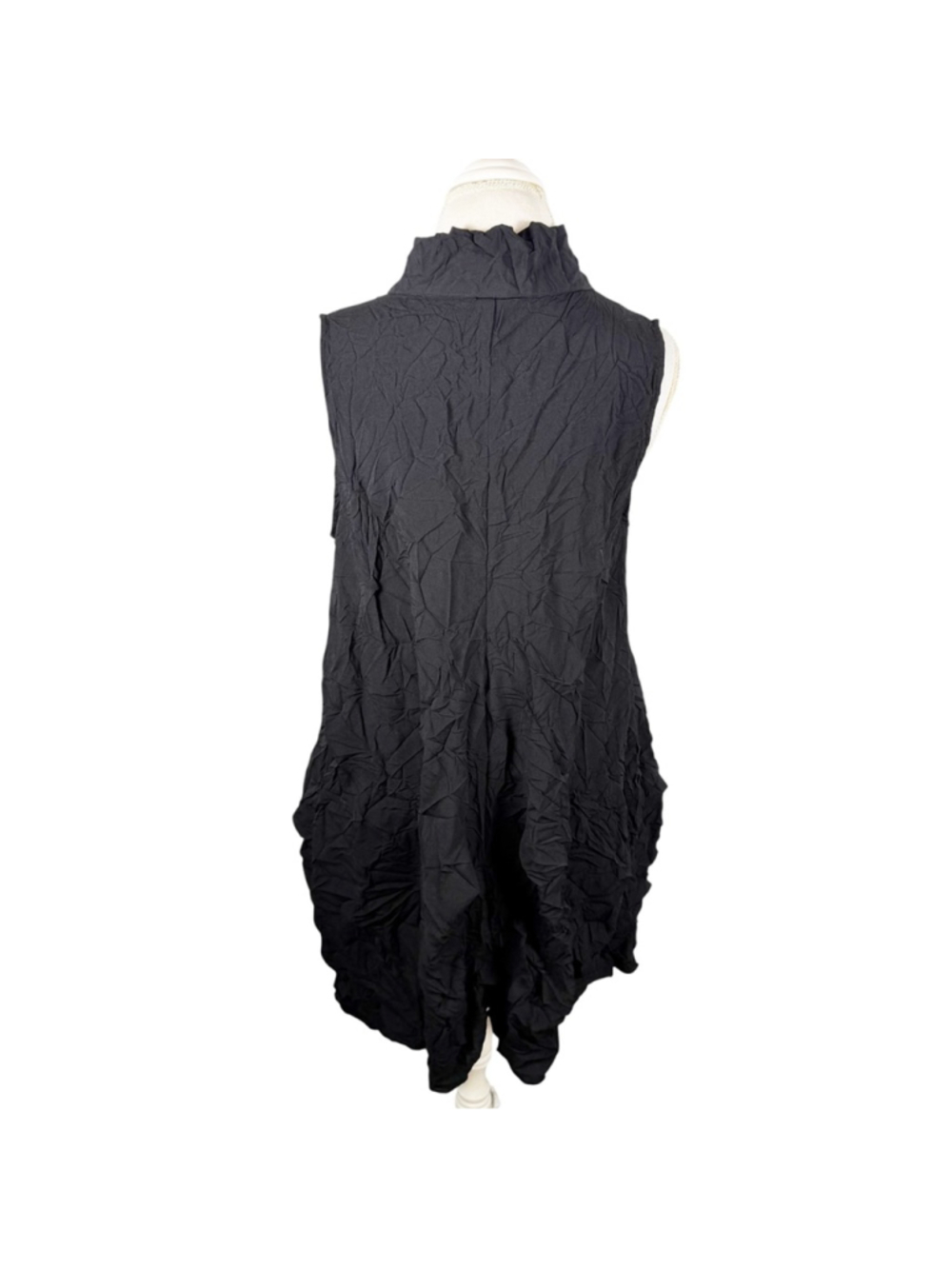 Comfy USA Black Verona Crinkle Vest Lagenlook Tunic Top Pockets Artsy Size M - Picture 6 of 11